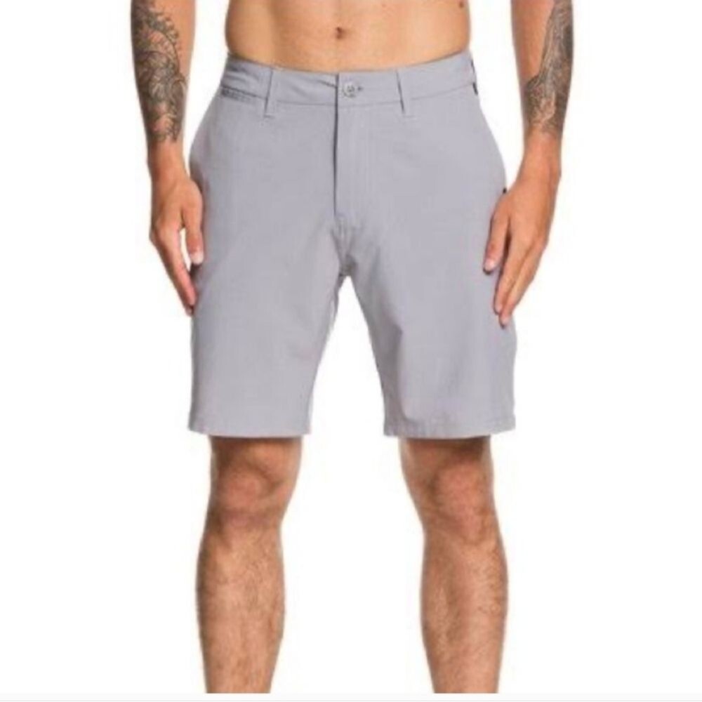 Quicksilver Union Heather Amphibian Shorts for the Water Size 38/20 Lt Gray NEW